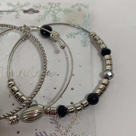 Grandma Adjustable Beaded Charm Bracelet Set of Three - Silver Tone - Picture 3 of 9